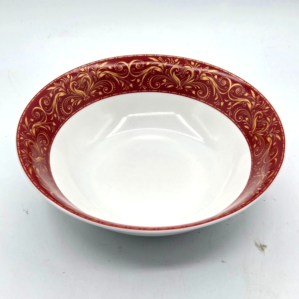 Chris Madden CHAMBOUR RED GOLD SCROLL Round Vegetable Serving Bowl 9" JCP Home